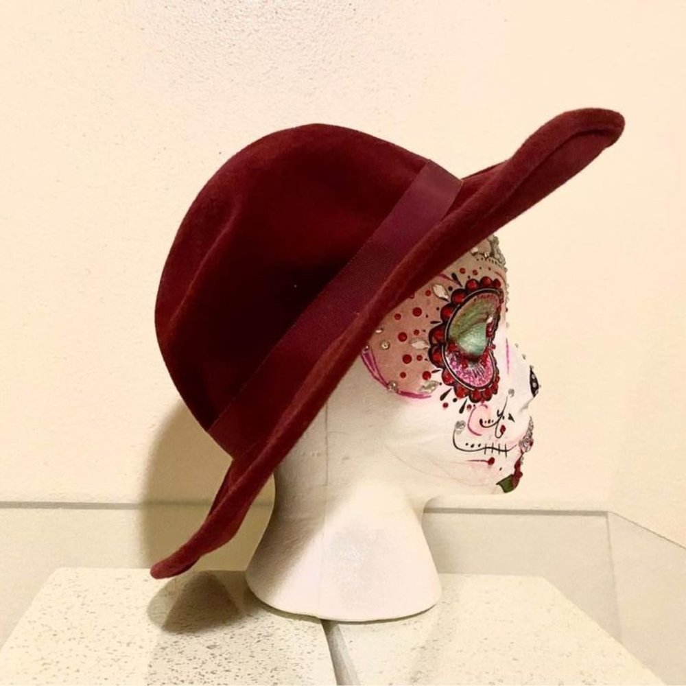 Bergdorf Goodman Vintage Burgundy Velvet Hat
